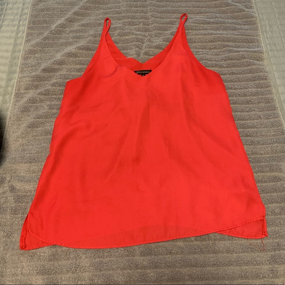 💎Shinestar red spaghetti strap blouse